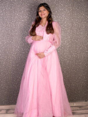 Pink Organza Embroidered Gown