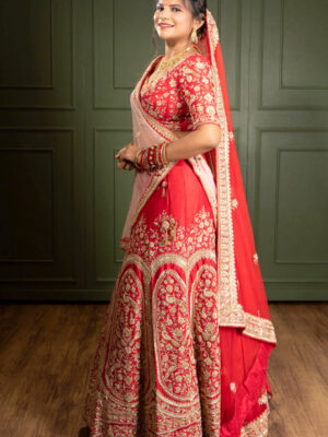 Red Hand Embroidered Bridal Lehenga Set