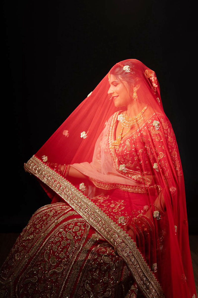 Red Hand Embroidered Bridal Lehenga Set - Image 2