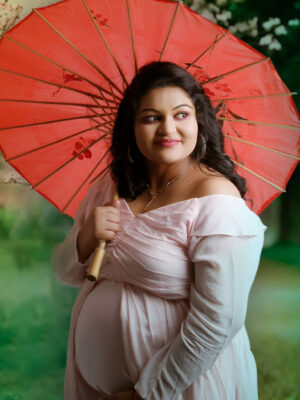 Baby Pink Georgette Full Sleeves Detachable Trail Gown