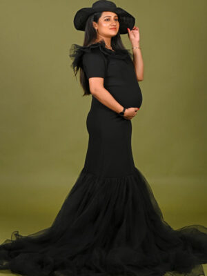 Black Bodycon Boat Neck Fishtail Gown