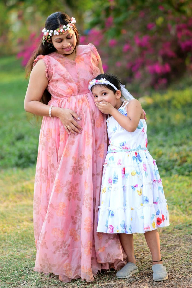 Floral Printed Organza Flare Gown