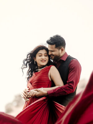 Maroon Satin Detachable Trail Gown