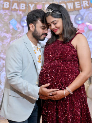 Maroon Velvet Sequence One Shoulder Gown