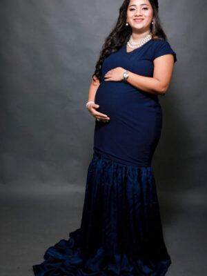 Navy Blue Fishtail Detachable Trail Gown
