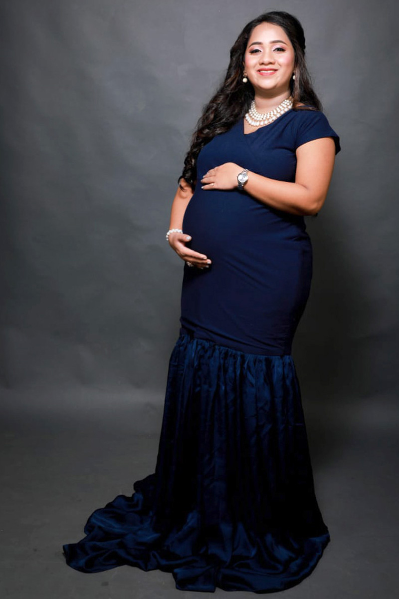 Navy Blue Fishtail Detachable Trail Gown