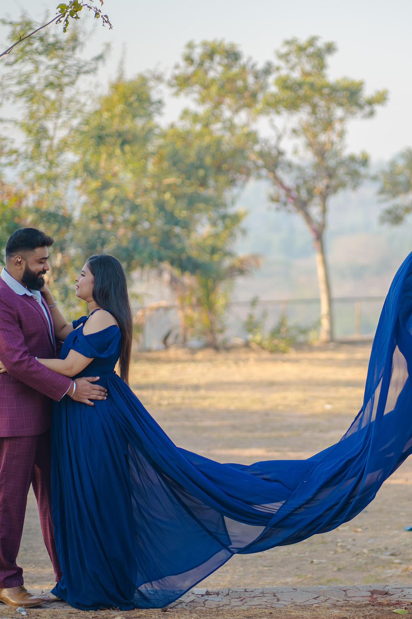 Navy Georgette One Shoulder Trail Infinity Trail Gown