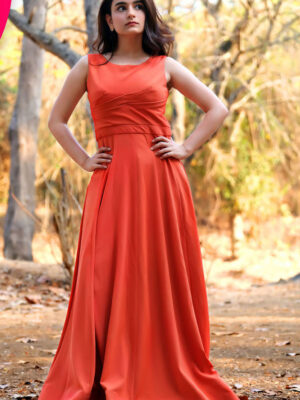 Orange Scuba Panel Gown