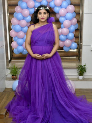 Purple Net Flare Gown