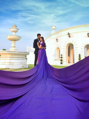 Purple Satin Infinity Trail Gown