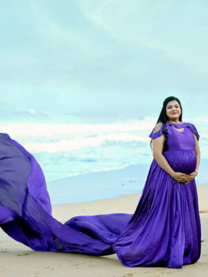 Purple Satin Infinity Trail Gown