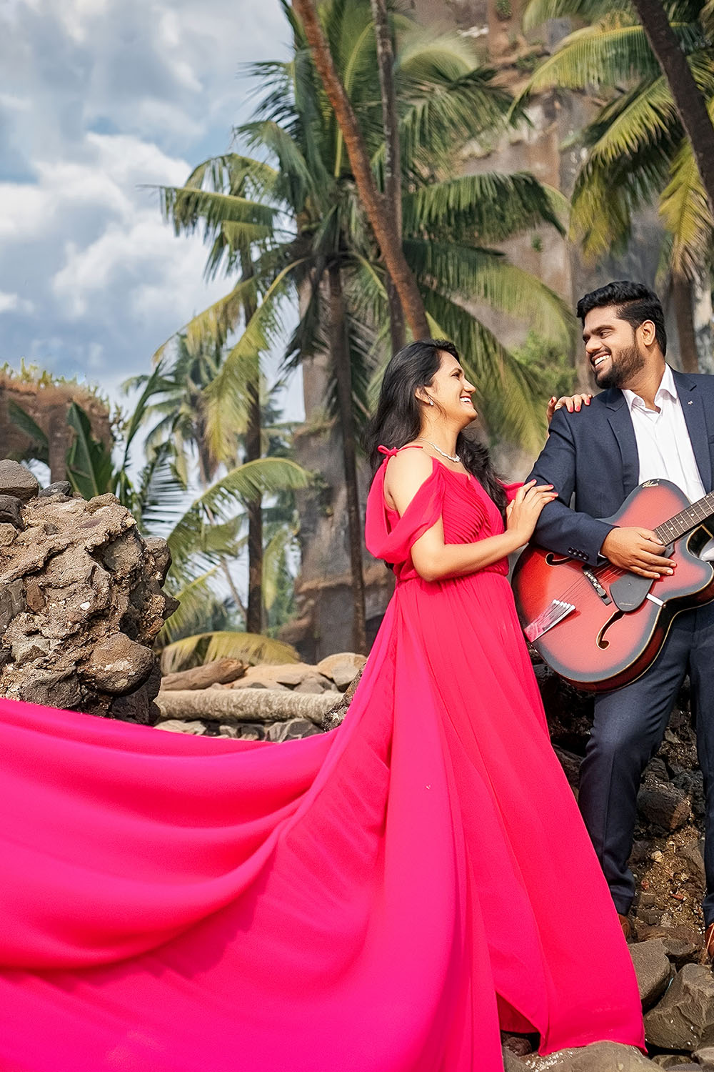 Rani Pink Georgette Infinity Trail Gown - Image 2