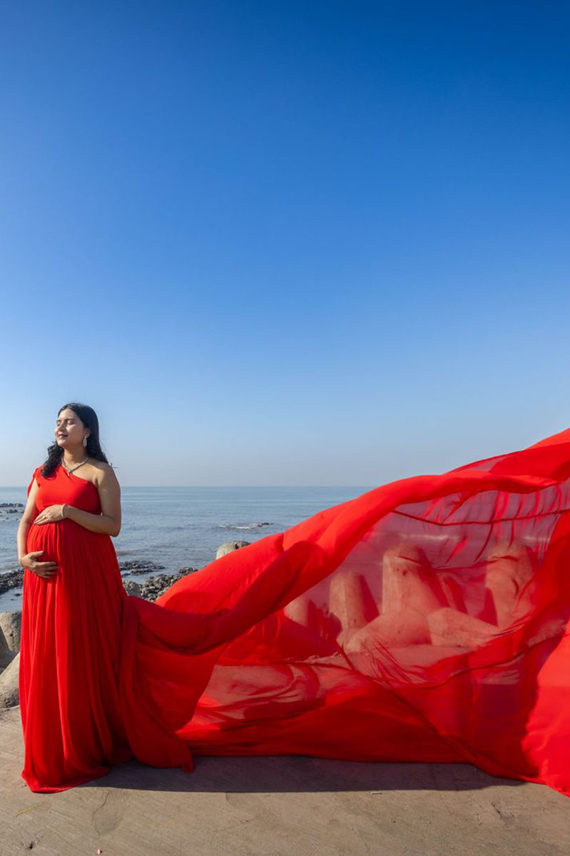 Red One Shoulder Trail Infinity Trail Georgette Gown