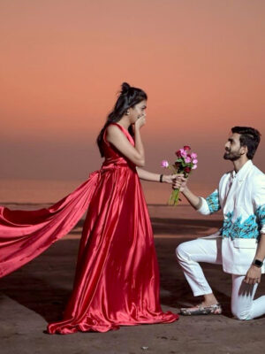 Red Satin Infinity Detachable Trail Gown