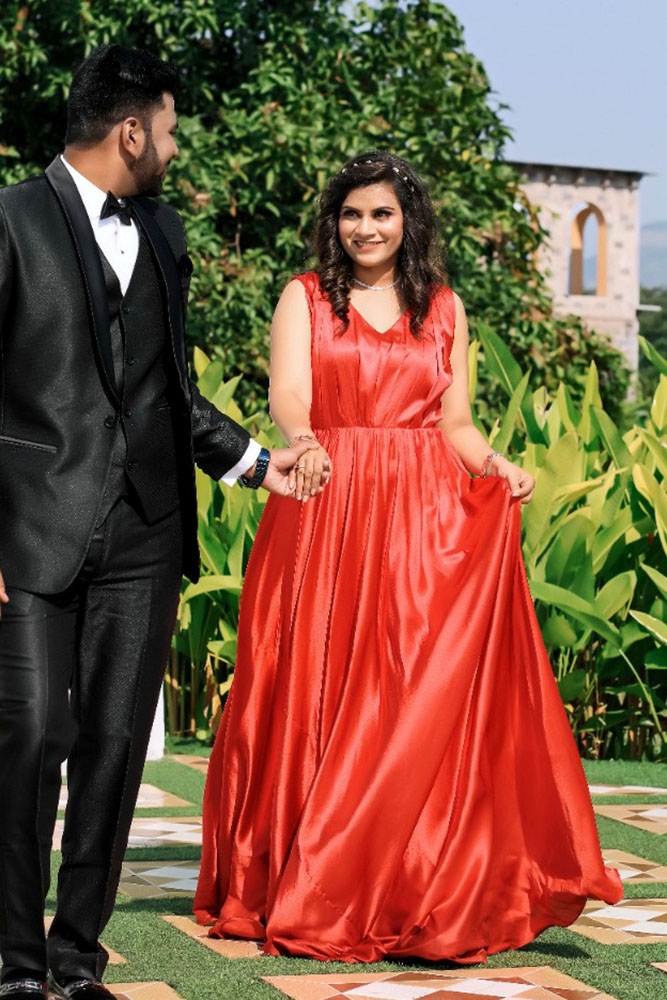 Red Satin Infinity Detachable Trail Gown - Image 2