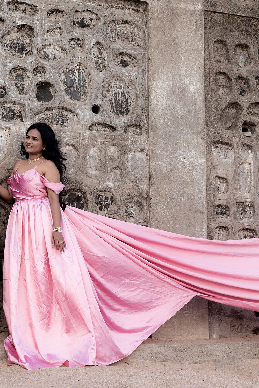 Rose Gold Satin Infinity Trail Gown - Image 2
