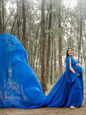 Royal Blue One Shoulder Trail Infinity Trail Georgette Gown