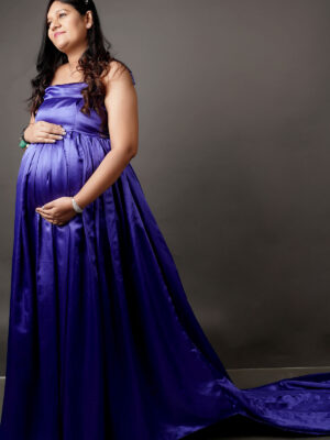 Royal Blue Satin Trail Gown