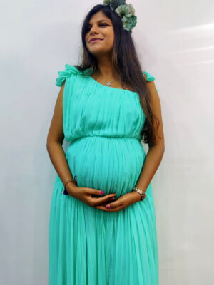 Sea Green Georgette Detachable Trail Gown