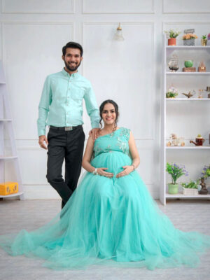 Sea Green Net Trail Gown