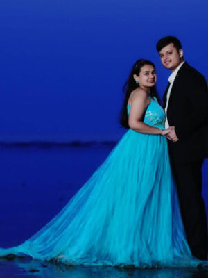 Sea Green Net Trail Gown