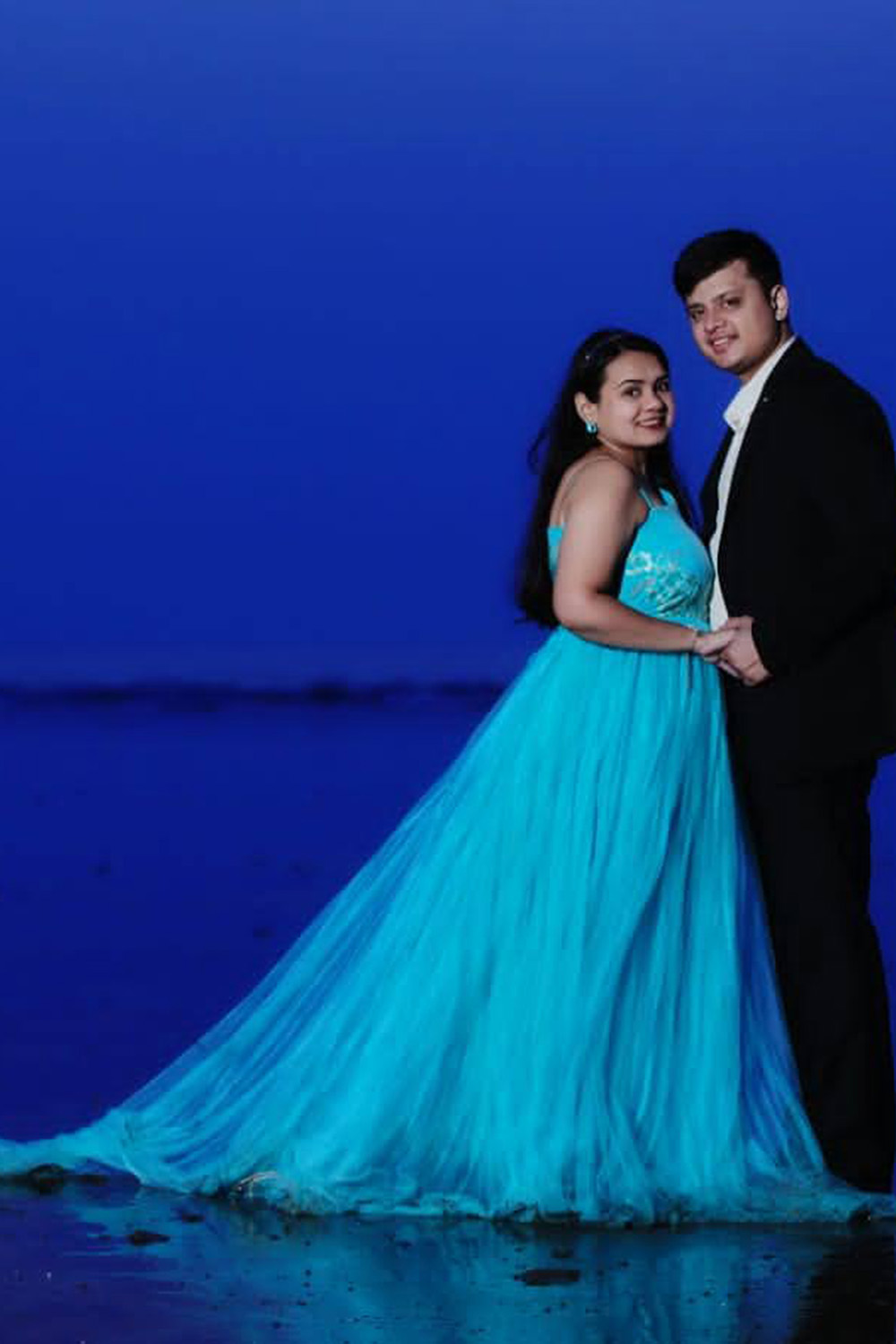 Sea Green Net Trail Gown