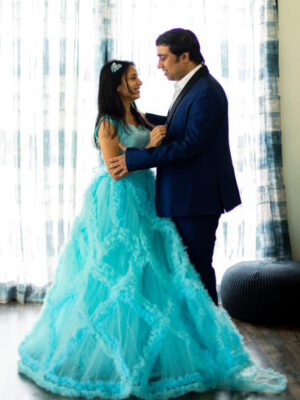 Sky Blue Ruffled Flare Gown