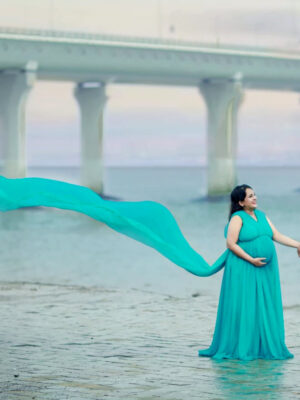 Turquoise Georgette Infinity Detachable Trail Gown