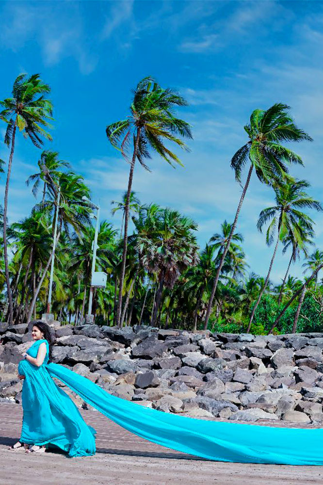 Turquoise Georgette Infinity Detachable Trail Gown - Image 2