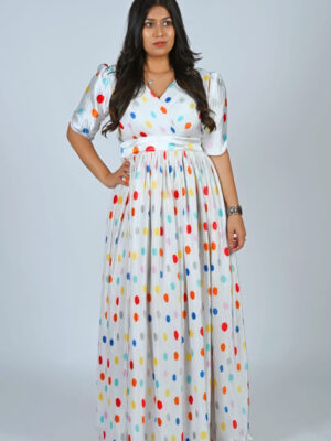 White Polka Dot Vintage Flare Gown