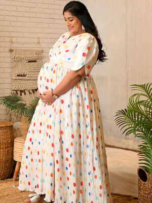 White Polka Dot Vintage Flare Gown